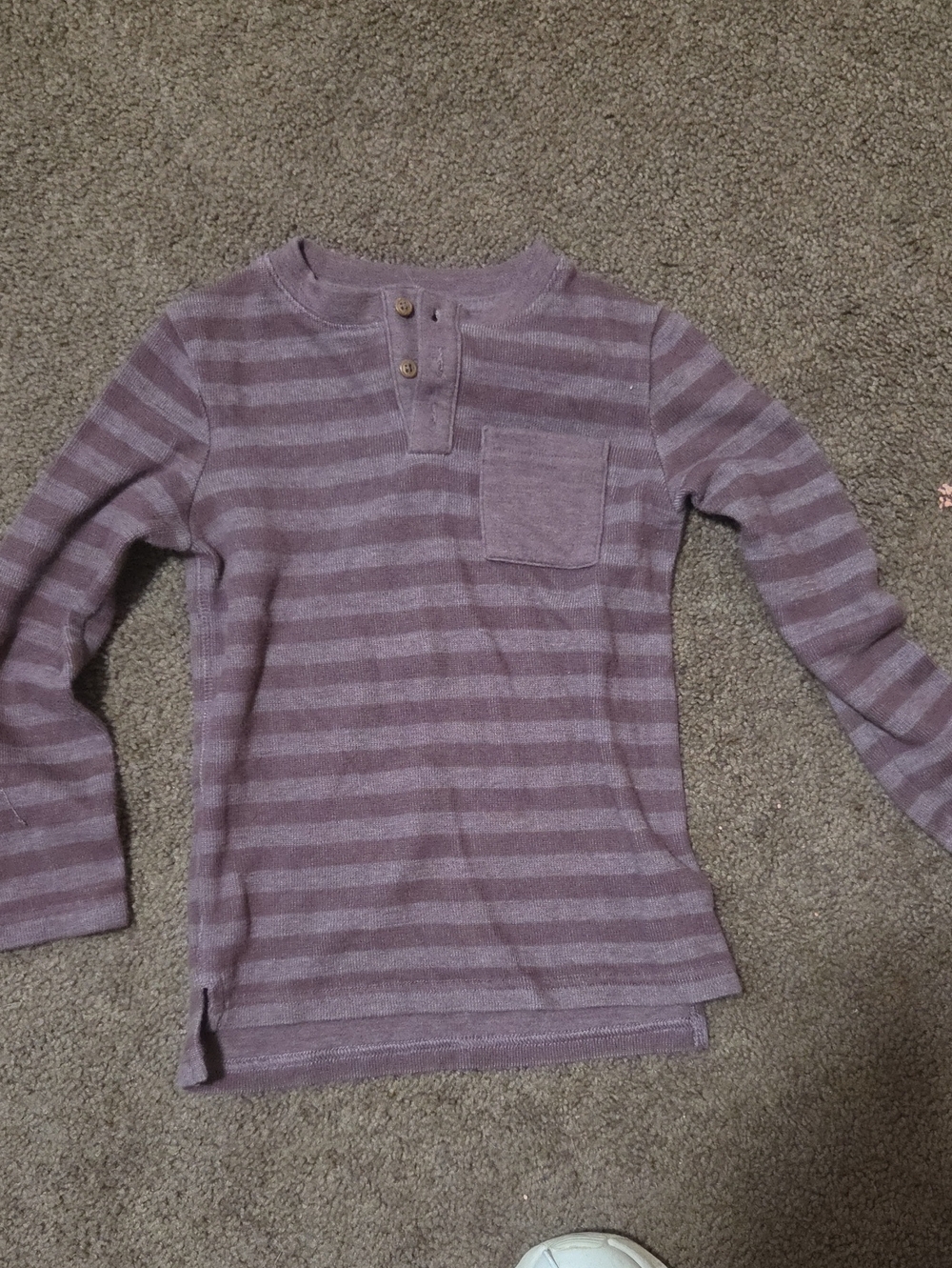 Kids' Long-Sleeve Striped Henley Top - Mauve Purple